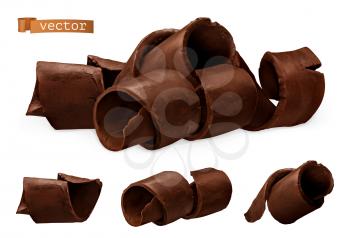 Chocolate shavings. 3d realistic vector icon