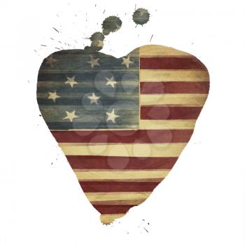 American flag yeart shaped. Vintage styled