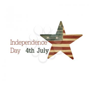 Independence day. Composition from text and star symbol. Raster illustration