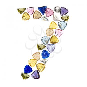 Gemstones numbers collection, figure 7. Isolated on white background.