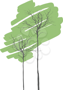 Creen Trees On White With Space For Text. Vector
