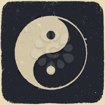 Grunge yin yang symbol background. Vector illustration, EPS10.