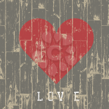 Heart in wood. Valentine's day concept. Vector, EPS10.