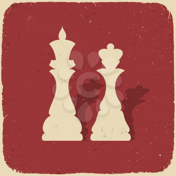 King and queen. Retro chess background, vector illustration, EPS10.