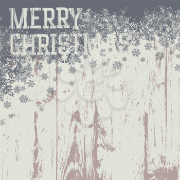 Merry christmas greetings on wooden background. Vector illustration, EPS8