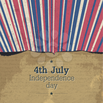 Retro 4th july poster with rays. Vector, EPS10