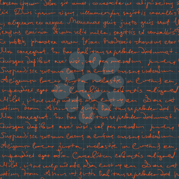 Seamless handwritings on cell patterned background. Vector, EPS10