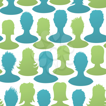 Social silhouettes seamless pattern, vector, EPS8