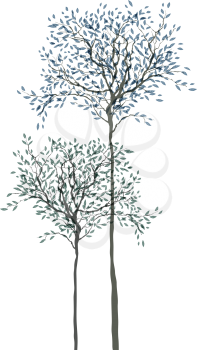 Trees background. The trunk and leaves in separate layers. Vector illustration.