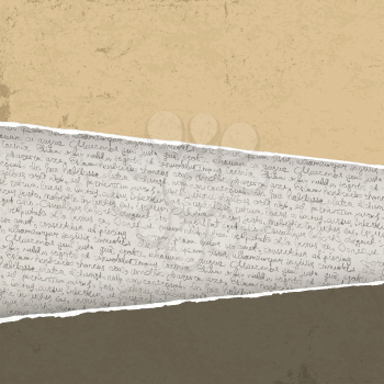 Vintage torn background with handwritings. Vector illustration, EPS10