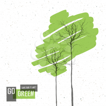 Go Green Concept Poster With Trees. Vector