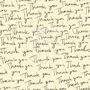 Hand-drawn Thank you seamless pattern. Vector