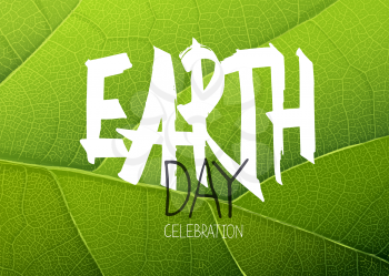 Happy Earth Day Poster. Green leaf texture background