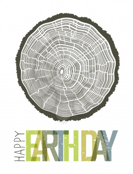 Happy Earth Day Design Concept. Tree rings symbolic illustration