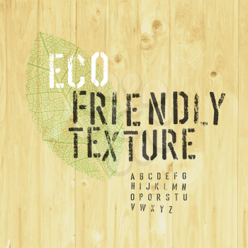Eco Friendly Design Template (Texture and Stencil Alphabet and Leaf Symbol)