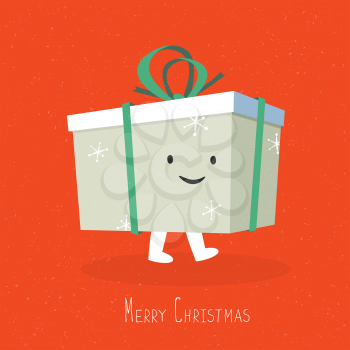 Happy and smile Christmas Gift Box Character. Vector cartoon illustration