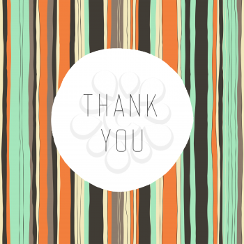 Thank you card, vector. Retro colors stripes pattern