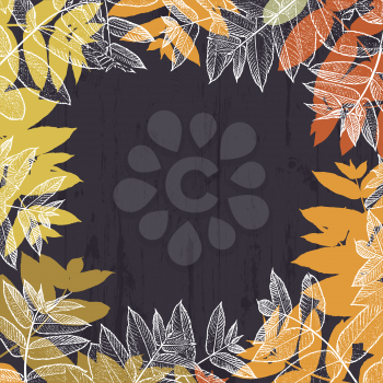 Autumn abstract frame design. With empty space for text. Fallen abstract leaves. For autumn themed designs 