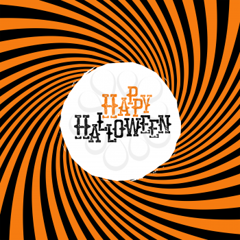 Happy Halloween Typography. On orange rays hypnotic background
