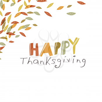 Happy Thanksgiving design. Logo and corner element. For holiday greeting cards designs and other projects. Hand drawn quirky vector illustration