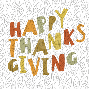 Happy Thanksgiving design. For holiday greeting cards designs. Simple and colorful