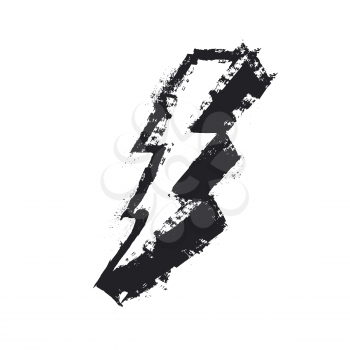 Lightning bolt grunge icon. Thunderbolt vector illustration. Levin grunge symbol. Grunge design element. Isolated on white
