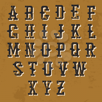 Vintage Grunge alphabet. Decorative display font. For vintage labels and any type retro designs