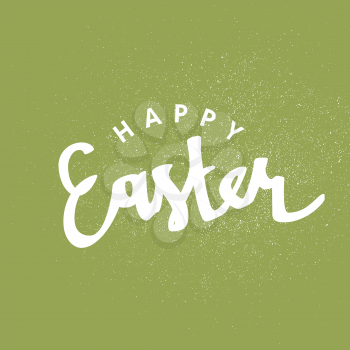 Happy Easter calligraphy with texture effect. Holiday greetings logotype. Hand drawn vector lettering. Green background. Easter greetings illustration