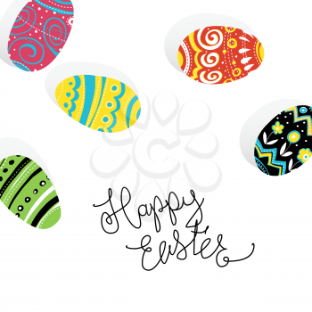 Easter eggs on white isolated background.  Happy Easter greetings card