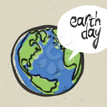 Earth day poster. On recycled paper texture