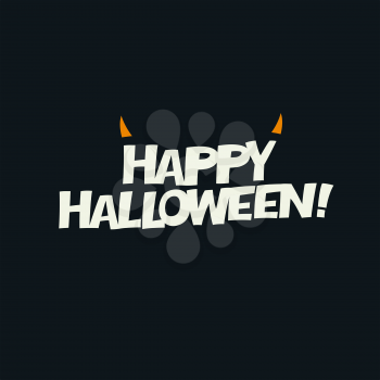 Happy Halloween logotype design. Horns added. Abstract Halloween background.