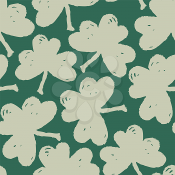 Clover leaf seamless pattern. Grunge clover symbol vector seamless background