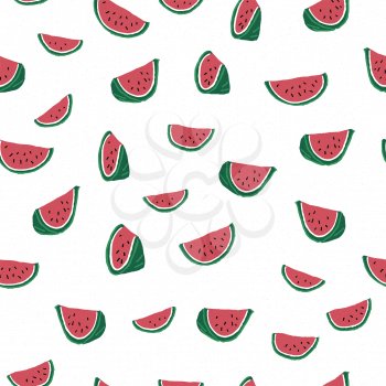 Watermelon fruit background. Seamless pattern with watermelon, hand drawn vector illustration.
