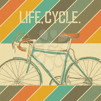 Bicycle Vintage Poster. Retro colors. Vintage, textured vector illustration.