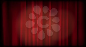 Old cinema red curtain blank Screen. Editable light area. Vintage retro scene like in old time hollywood movies
