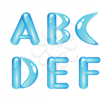 Blue aquatic shiny alphabet