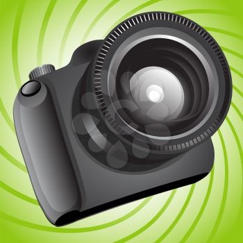 Illustration of photo camera on a green background
