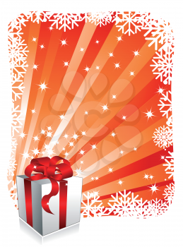 Christmas background with gift box. Vector