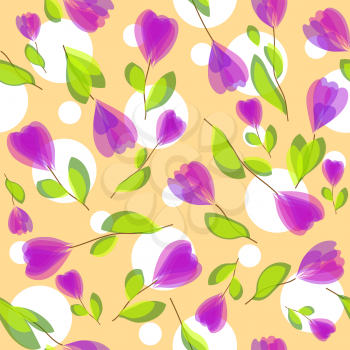 Seamless decorative floral pattern with painting flowers