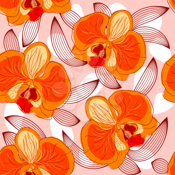 Seamless floral pattern with orchids