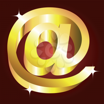 Golden email symbol. vector