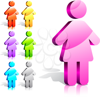 Woman sign shiny icons in different colors