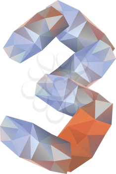 Geometric crystal font. Digit 3