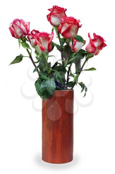 colorful flower bouquet from roses arrangement centerpiece in vase isolated on white background