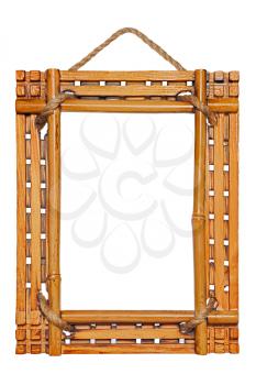 Bamboo photo frame isolated on white background