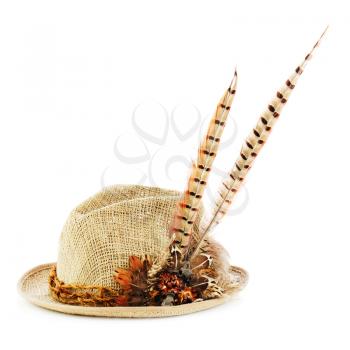 Royalty Free Photo of a Hat With Pheasant Feathers