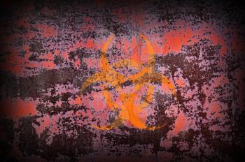 Biohazard Symbol on Old Dirty Rusty Metal Surface. 