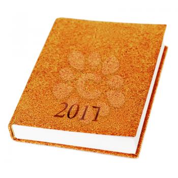 2017 year diary book isolate on white background. 