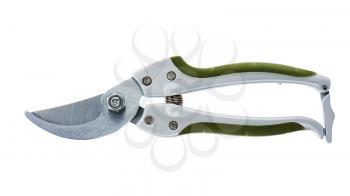 Garden pruner isolated on a white background. Closeup.