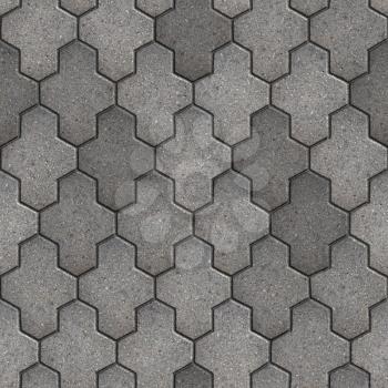 Gray Paving Slabs Consisting of Combined Hexagons. Seamless Tileable Texture.